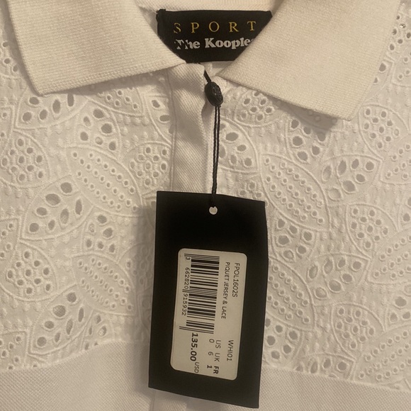 ✨3 for $30 Kooples SPORT Piquet Jersey & Lace Top. Color: White. Size: XS/S - Picture 11 of 11